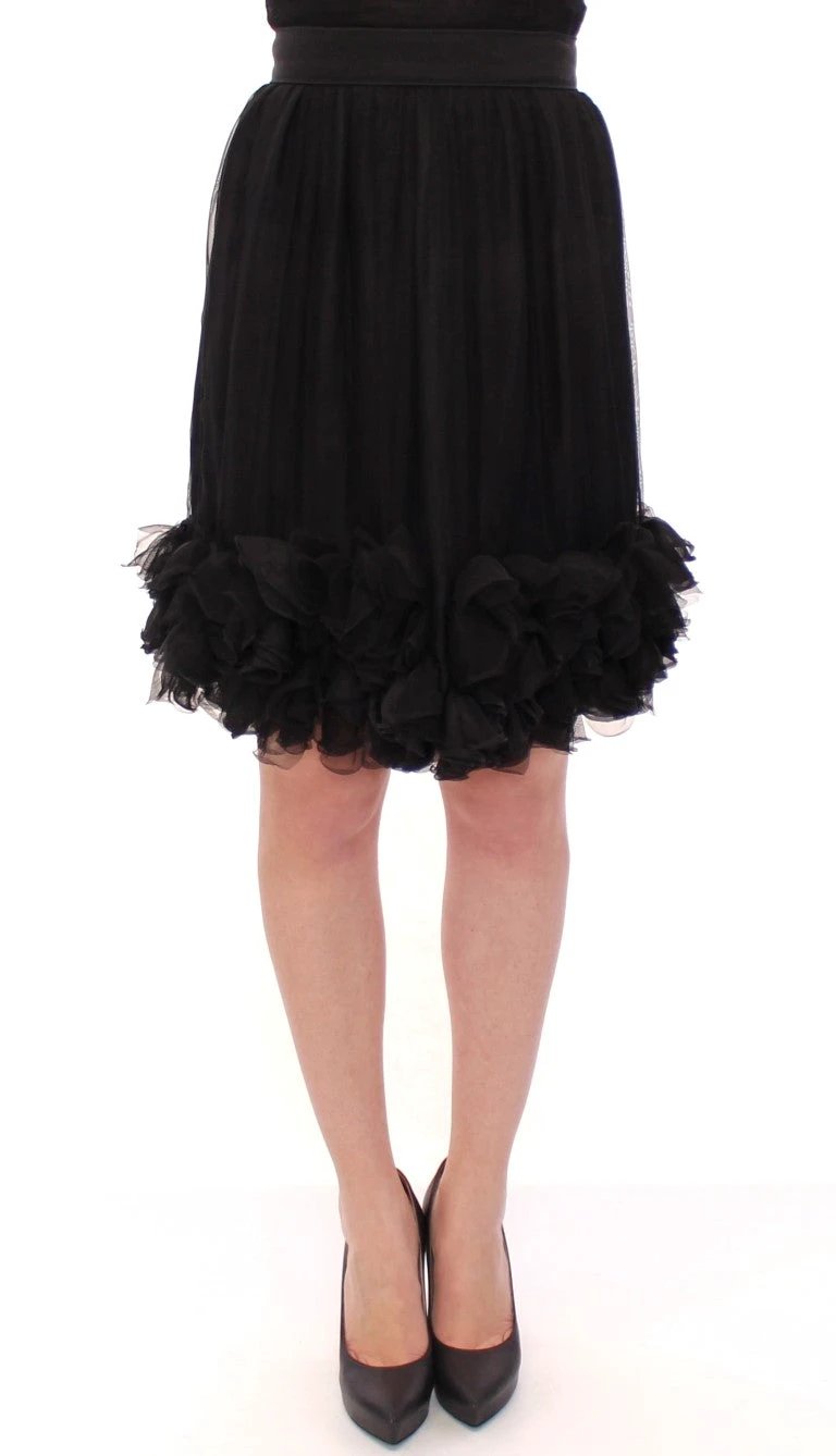 Dolce & Gabbana Black Silk Transparent Above Knees Skirt by Dolce & Gabbana