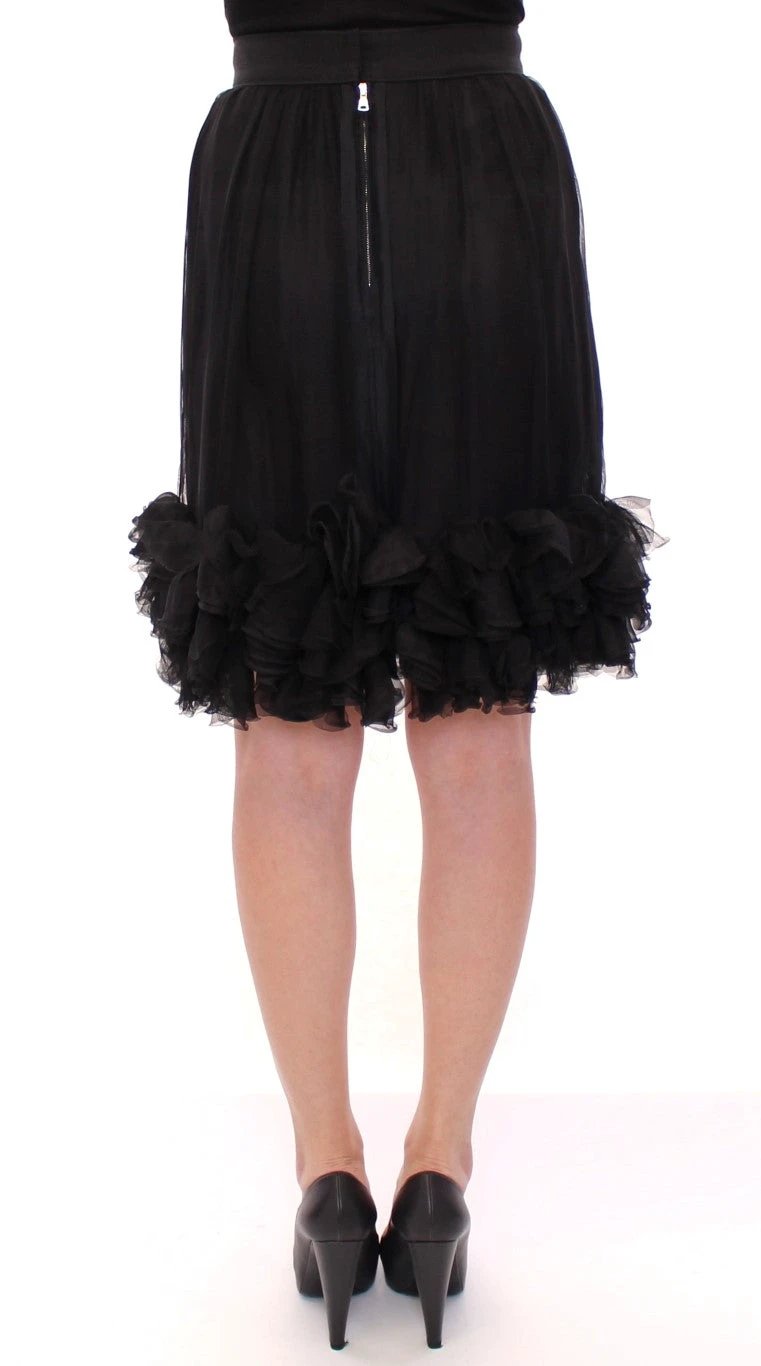 Dolce & Gabbana Black Silk Transparent Above Knees Skirt by Dolce & Gabbana