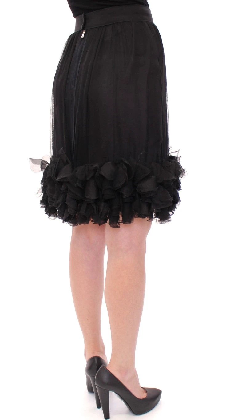 Dolce & Gabbana Black Silk Transparent Above Knees Skirt by Dolce & Gabbana