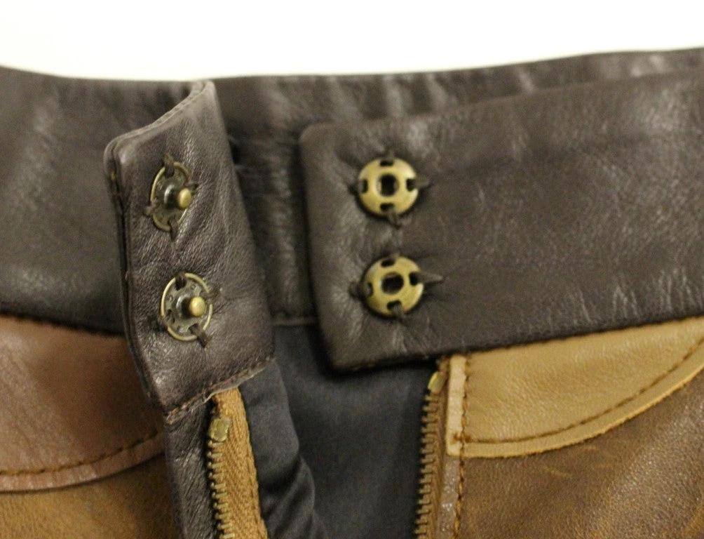 Dolce & Gabbana Brown Patchwork Leather Straight Skirt by Dolce & Gabbana