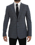 Dolce & Gabbana Blue Checkered Slim Fit Blazer Jacket by Dolce & Gabbana