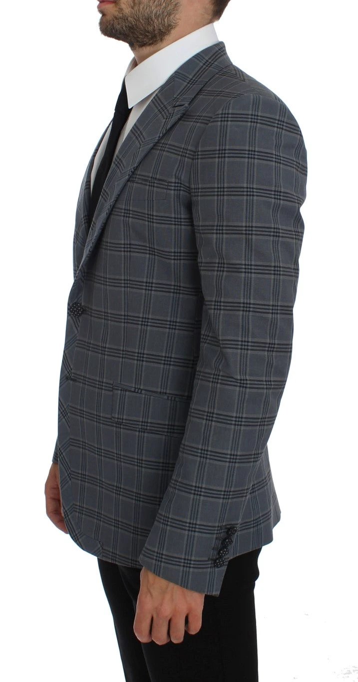 Dolce & Gabbana Blue Checkered Slim Fit Blazer Jacket by Dolce & Gabbana