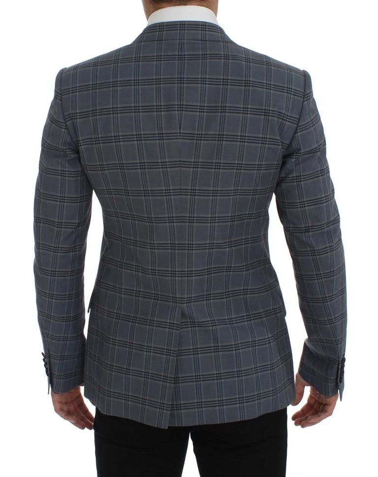 Dolce & Gabbana Blue Checkered Slim Fit Blazer Jacket by Dolce & Gabbana