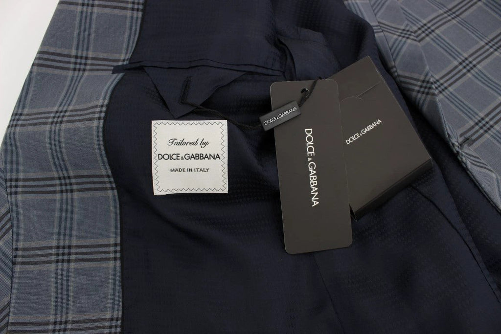 Dolce & Gabbana Blue Checkered Slim Fit Blazer Jacket by Dolce & Gabbana