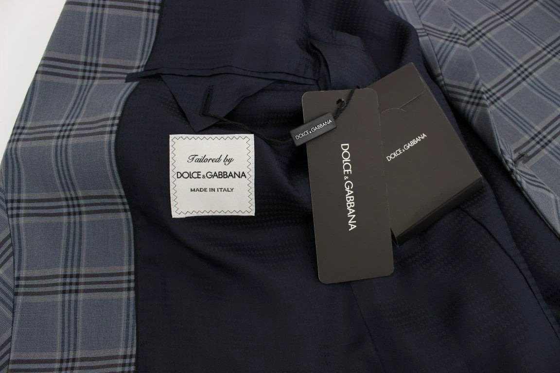 Dolce & Gabbana Blue Checkered Slim Fit Blazer Jacket by Dolce & Gabbana