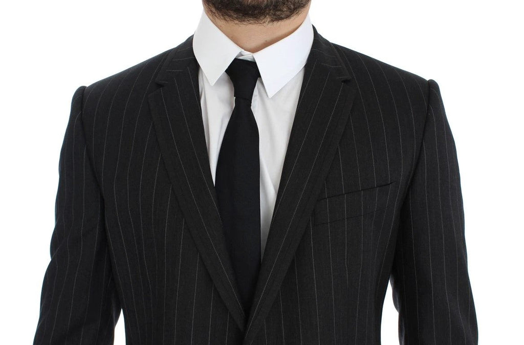 Dolce & Gabbana Gray Striped Slim Fit Wool Blazer by Dolce & Gabbana