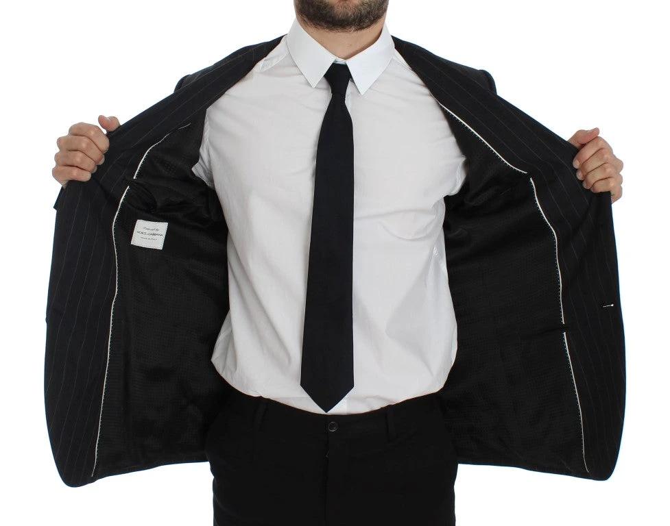 Dolce & Gabbana Gray Striped Slim Fit Wool Blazer by Dolce & Gabbana