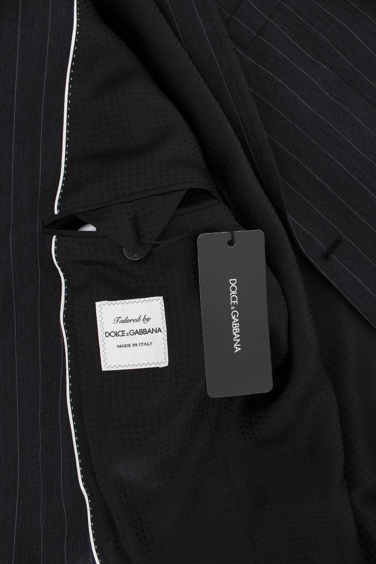 Dolce & Gabbana Gray Striped Slim Fit Wool Blazer by Dolce & Gabbana