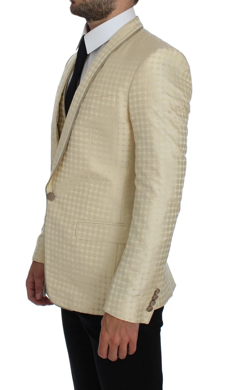 Dolce & Gabbana Beige Polka Dot Silk 2 Piece Blazer by Dolce & Gabbana