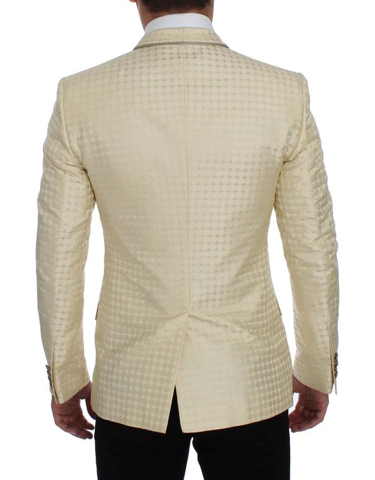 Dolce & Gabbana Beige Polka Dot Silk 2 Piece Blazer by Dolce & Gabbana
