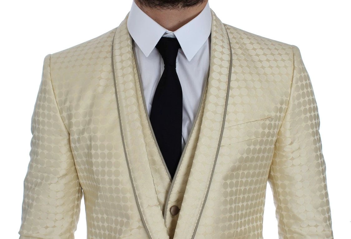 Dolce & Gabbana Beige Polka Dot Silk 2 Piece Blazer by Dolce & Gabbana