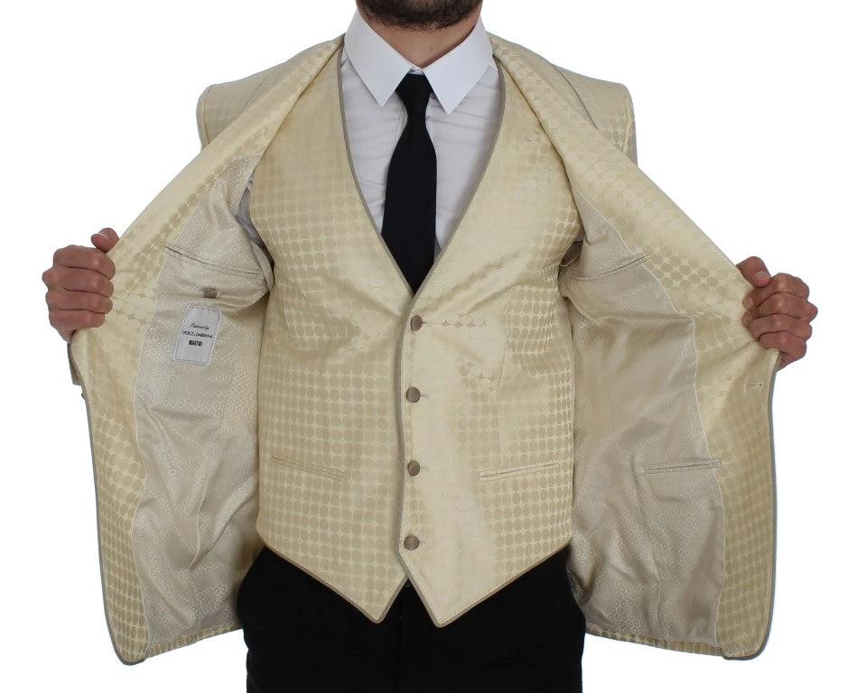 Dolce & Gabbana Beige Polka Dot Silk 2 Piece Blazer by Dolce & Gabbana