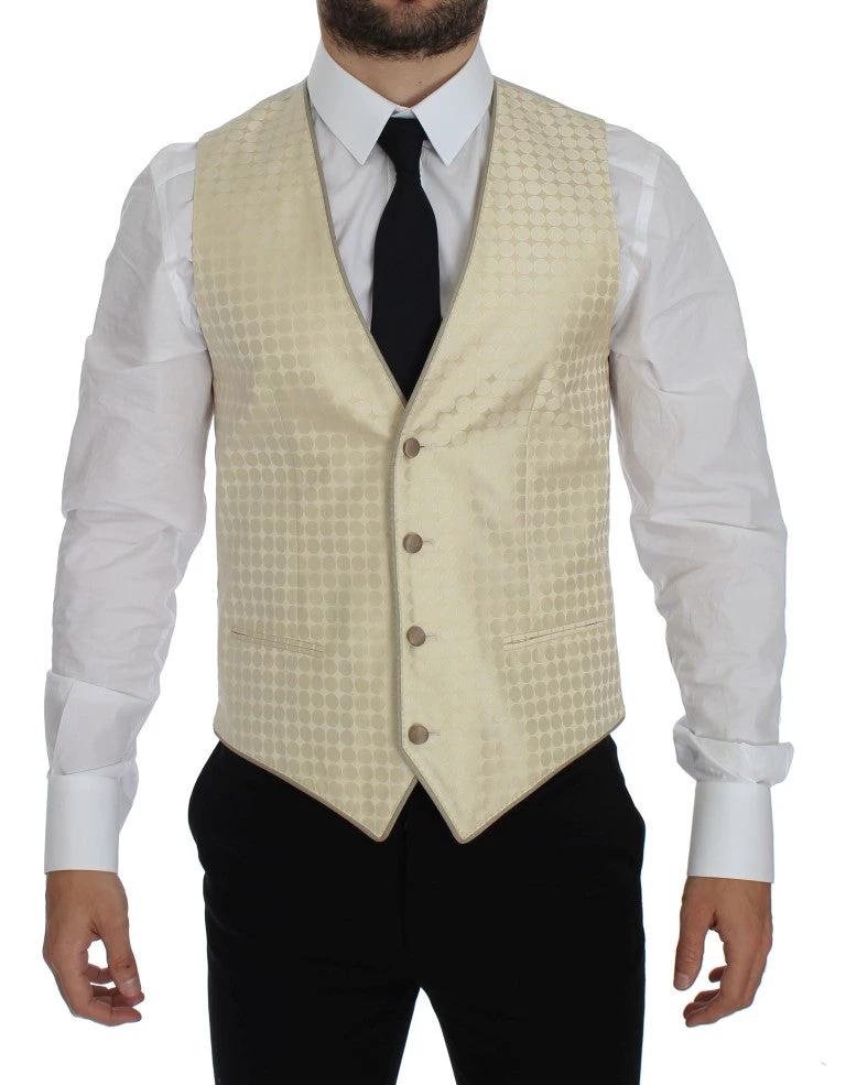 Dolce & Gabbana Beige Polka Dot Silk 2 Piece Blazer by Dolce & Gabbana