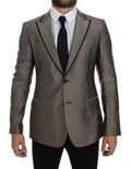 Dolce & Gabbana Brown Slim Fit Silk Two Button Blazer by Dolce & Gabbana