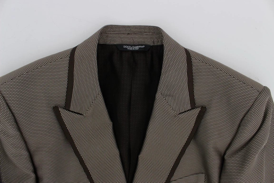 Dolce & Gabbana Brown Slim Fit Silk Two Button Blazer by Dolce & Gabbana