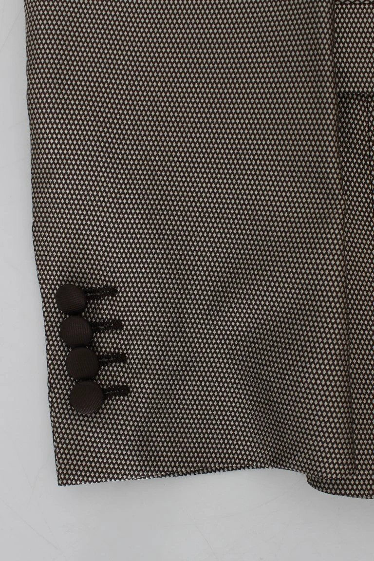 Dolce & Gabbana Brown Slim Fit Silk Two Button Blazer by Dolce & Gabbana