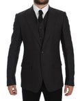 Dolce & Gabbana Gray Slim Fit Linen Blazer Jacket by Dolce & Gabbana