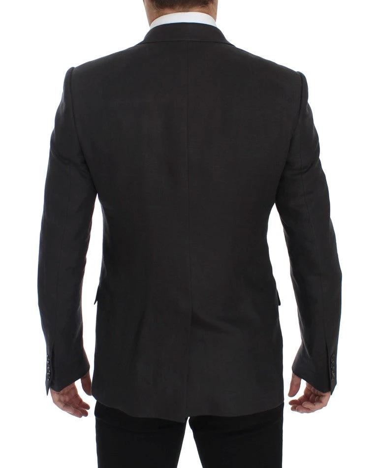 Dolce & Gabbana Gray Slim Fit Linen Blazer Jacket by Dolce & Gabbana
