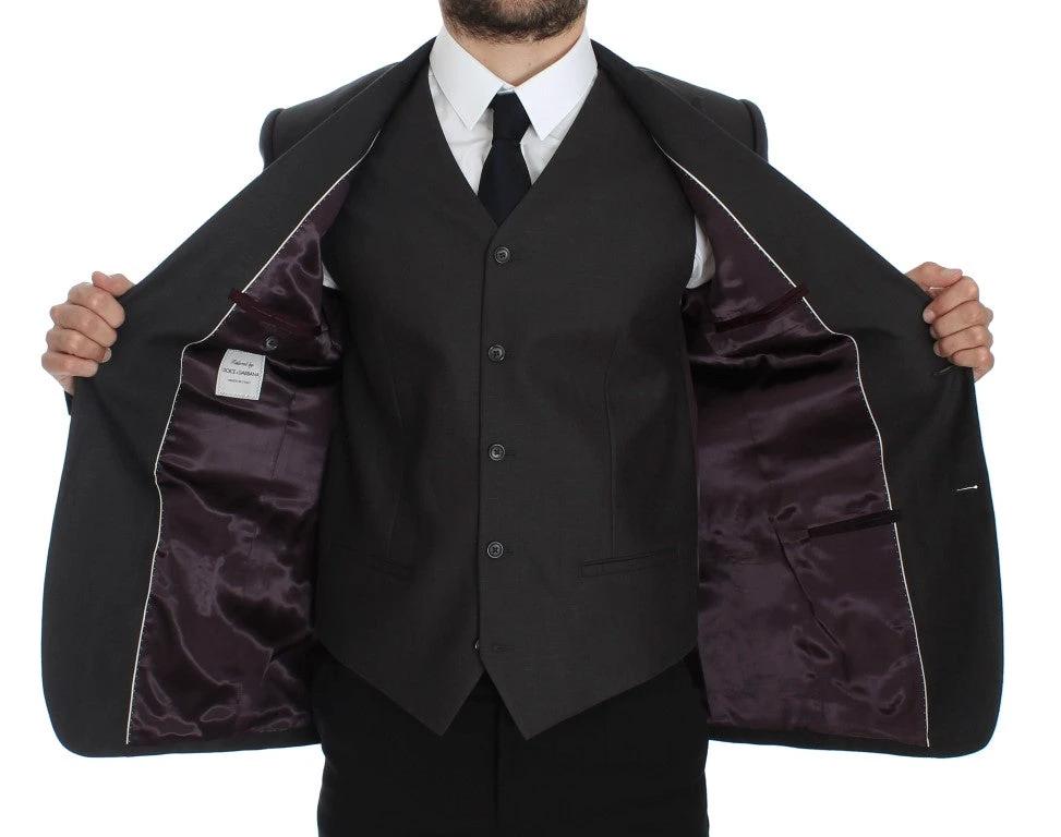 Dolce & Gabbana Gray Slim Fit Linen Blazer Jacket by Dolce & Gabbana