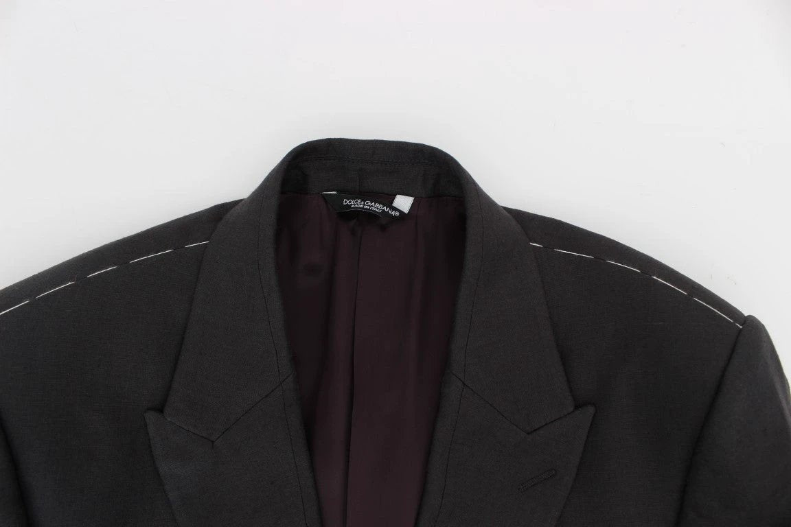 Dolce & Gabbana Gray Slim Fit Linen Blazer Jacket by Dolce & Gabbana