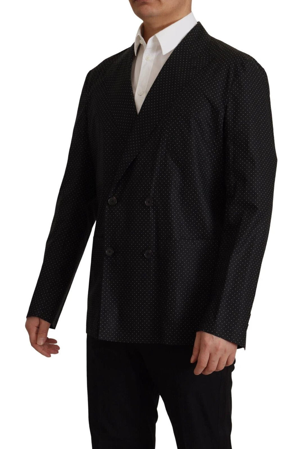 Dolce & Gabbana Black Polka Dotted Cotton Blazer Jacket by Dolce & Gabbana