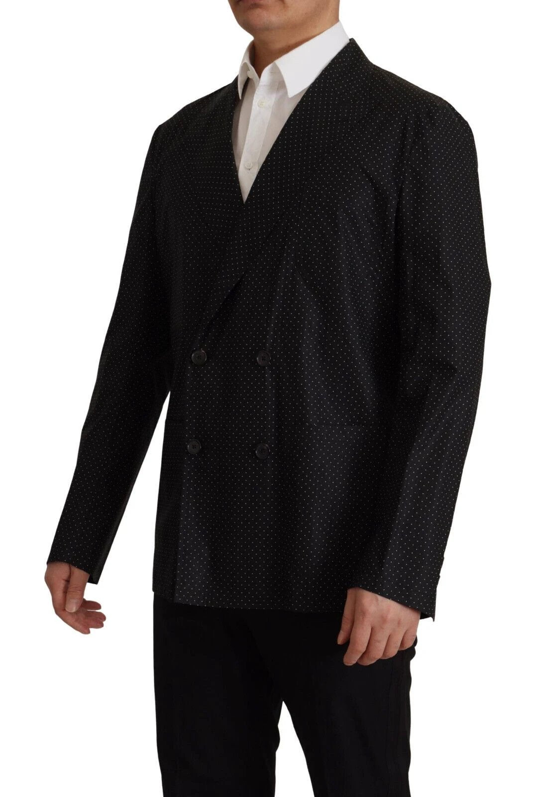 Dolce & Gabbana Black Polka Dotted Cotton Blazer Jacket by Dolce & Gabbana
