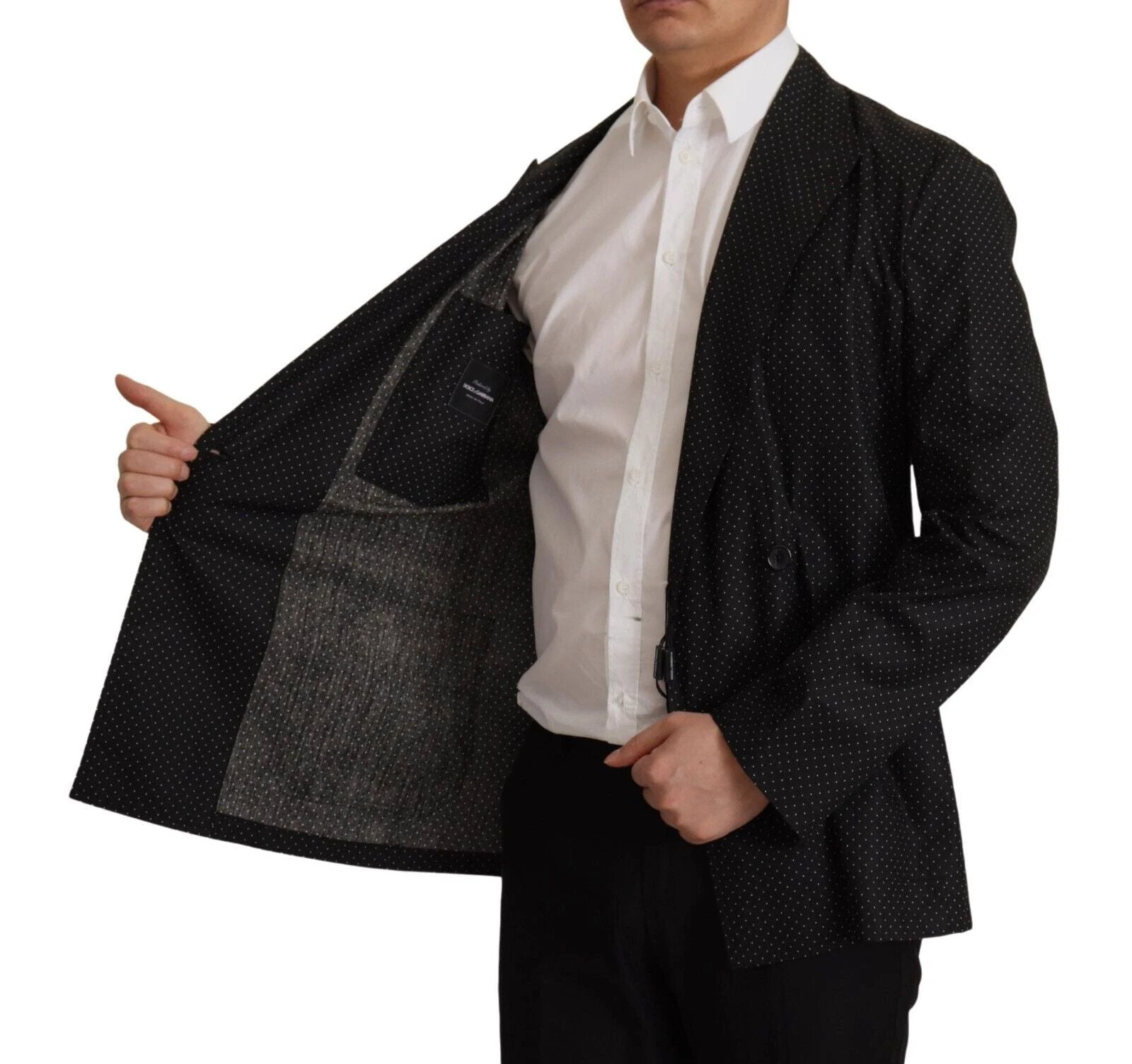 Dolce & Gabbana Black Polka Dotted Cotton Blazer Jacket by Dolce & Gabbana