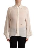Dsquared² Off White Silk Long Sleeves Collared Blouse Top by Dsquared²