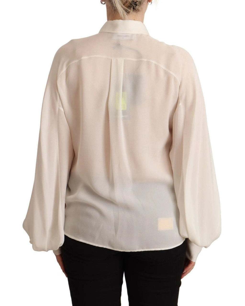Dsquared² Off White Silk Long Sleeves Collared Blouse Top by Dsquared²