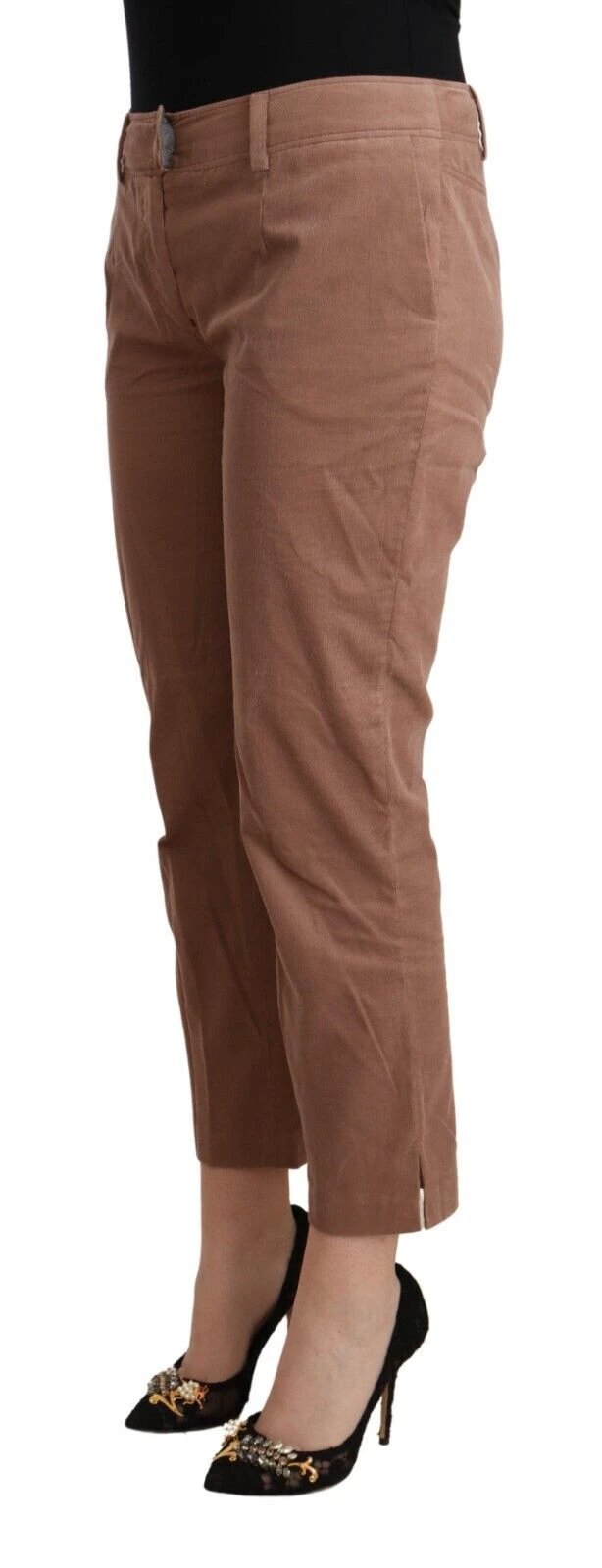 Costume National Brown Cotton Tapered Cropped Pants by Costume National