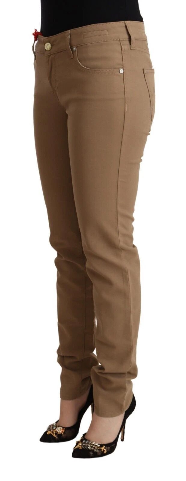 Jacob Cohen Brown Cotton Stretch Mid Waist Skinny Pants by Jacob Cohen