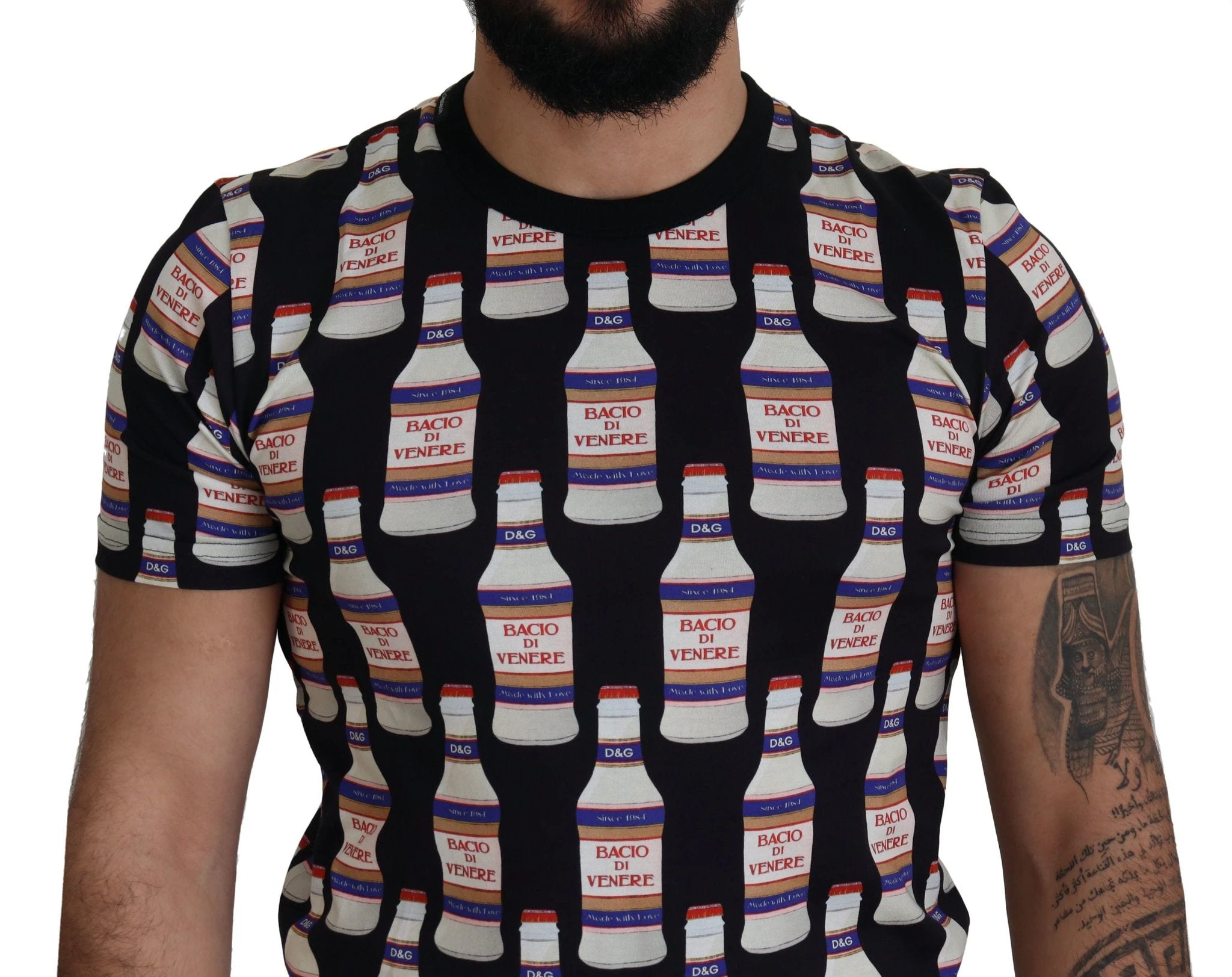 Dolce & Gabbana Black Bacio Di Venere Cotton Crew T-shirt by Dolce & Gabbana