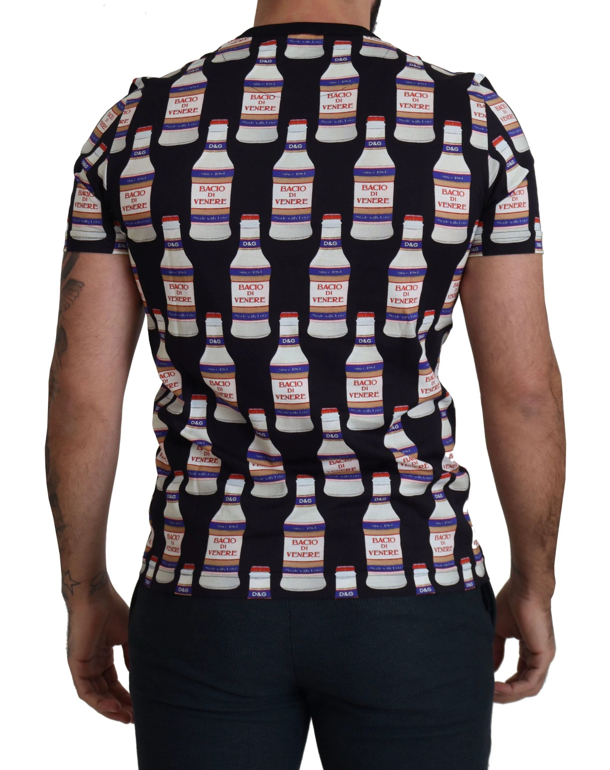 Dolce & Gabbana Black Bacio Di Venere Cotton Crew T-shirt by Dolce & Gabbana