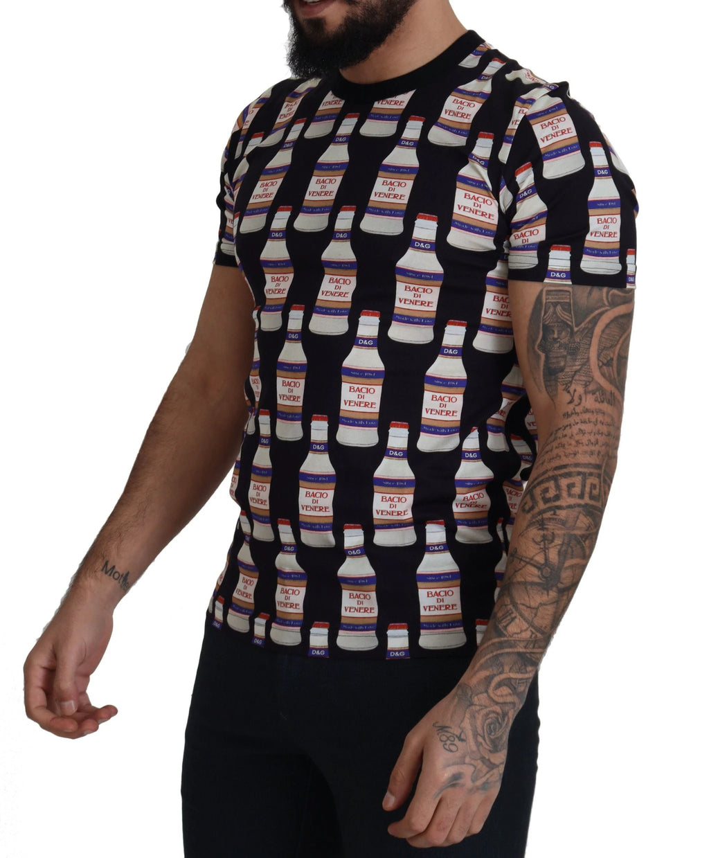 Dolce & Gabbana Black Bacio Di Venere Cotton Crew T-shirt by Dolce & Gabbana