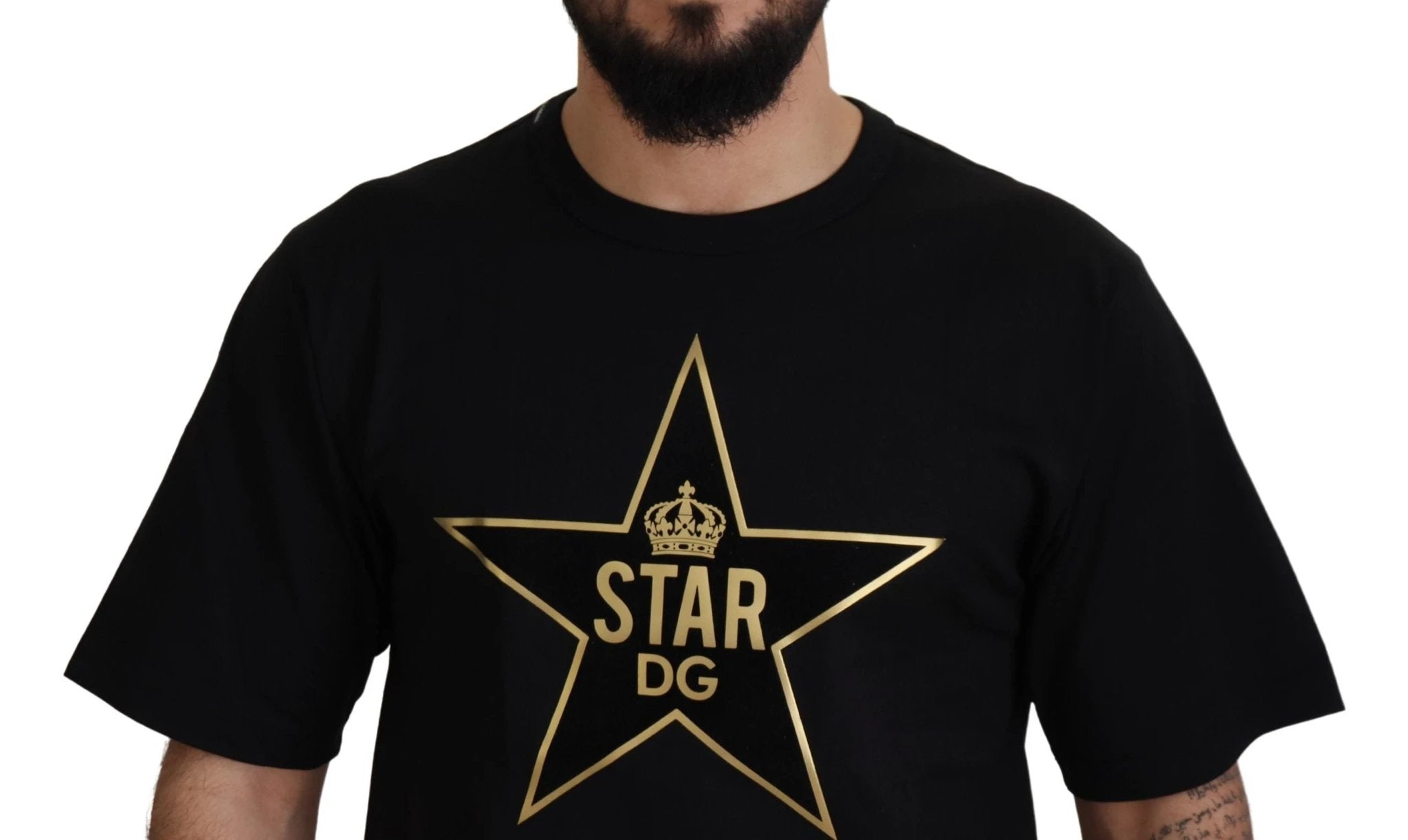 Dolce & Gabbana Black Gold STAR Crown DG Cotton Crewneck T-shirt by Dolce & Gabbana