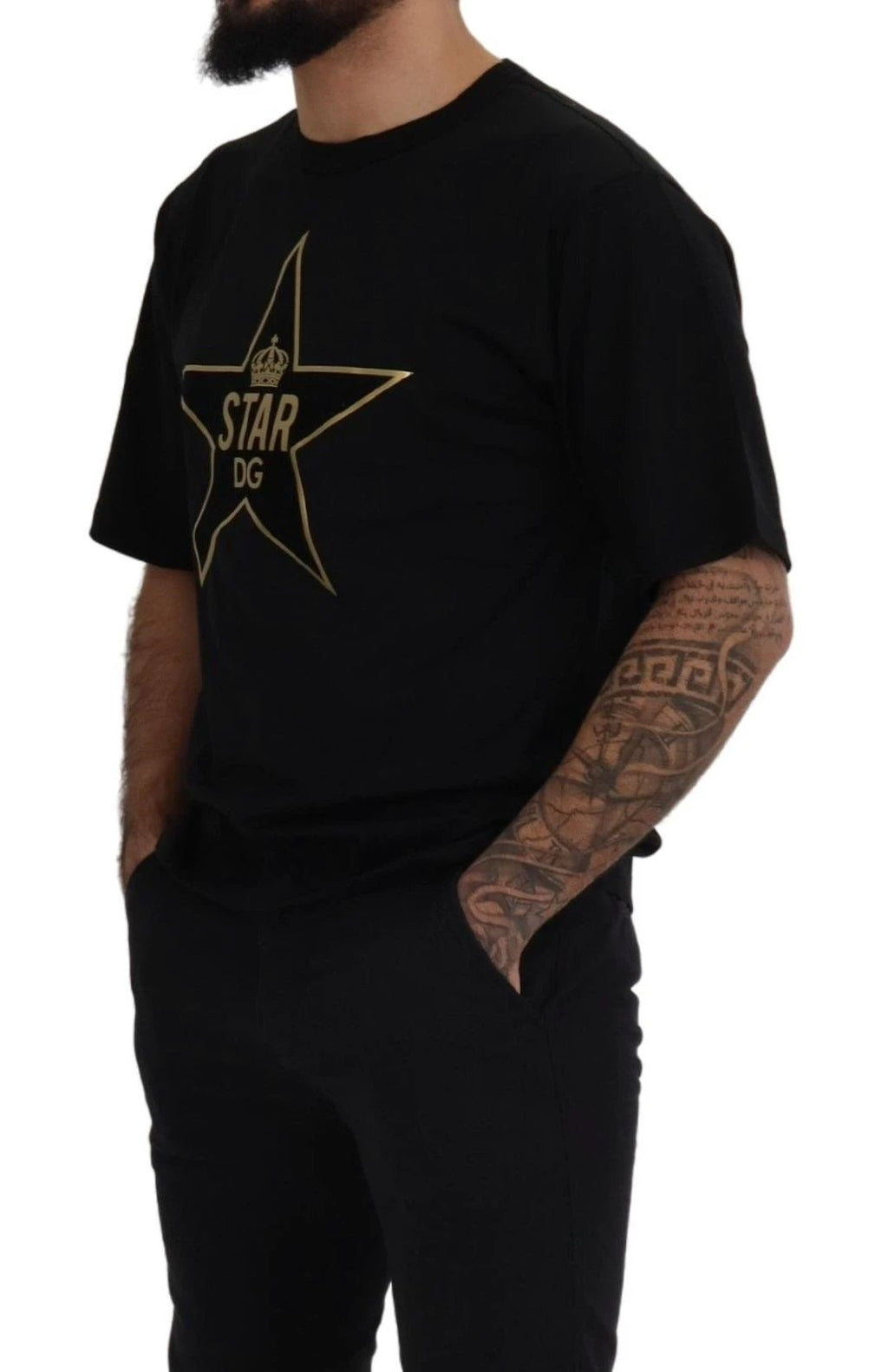 Dolce & Gabbana Black Gold STAR Crown DG Cotton Crewneck T-shirt by Dolce & Gabbana