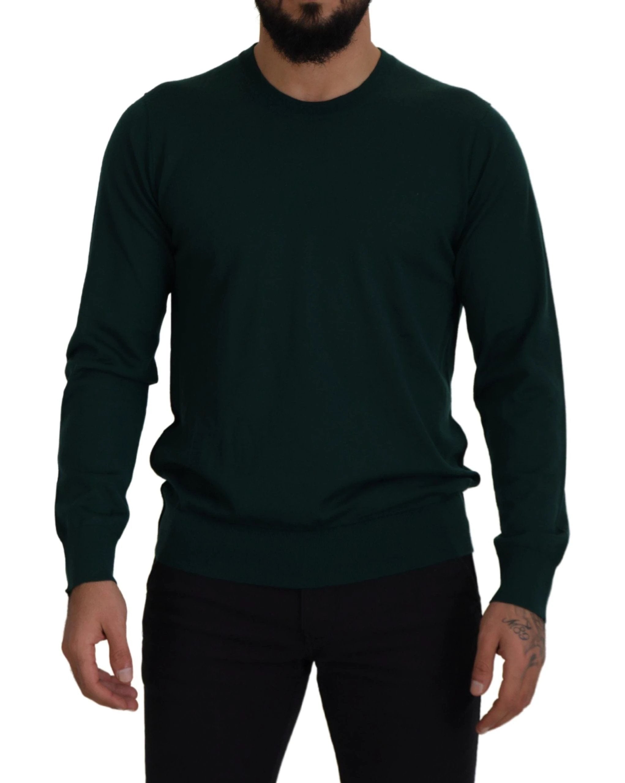 Dolce & Gabbana Green Cashmere Crewneck Pullover Sweater by Dolce & Gabbana