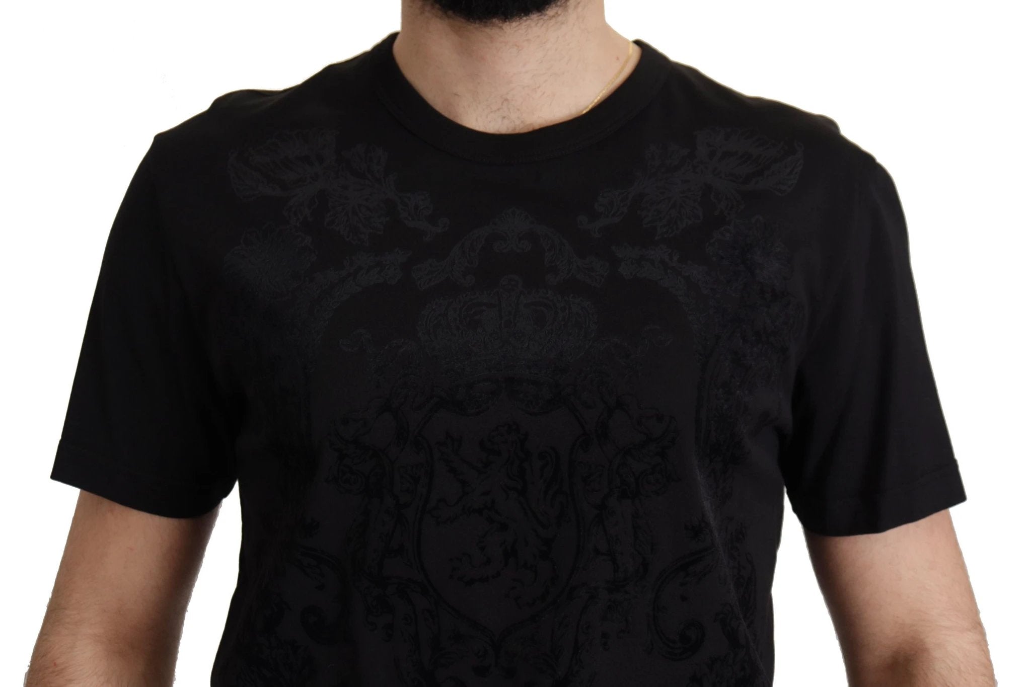 Dolce & Gabbana Black DG Baroque Cotton Crewneck T-shirt by Dolce & Gabbana