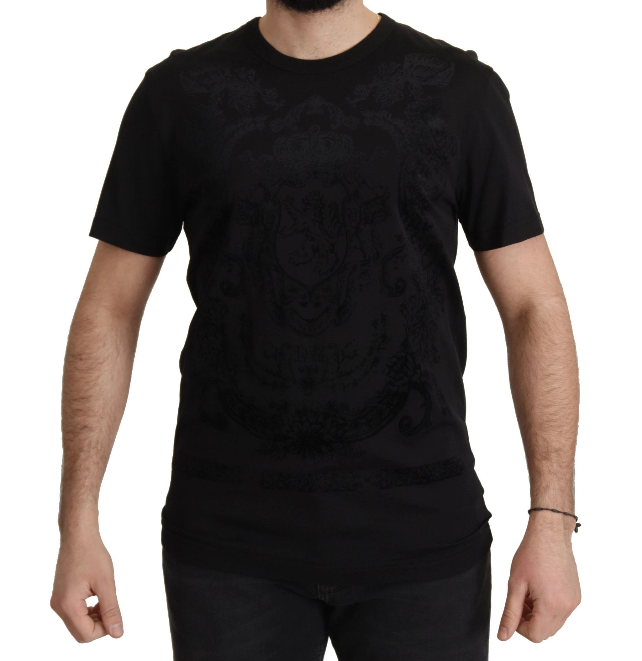 Dolce & Gabbana Black DG Baroque Cotton Crewneck T-shirt by Dolce & Gabbana