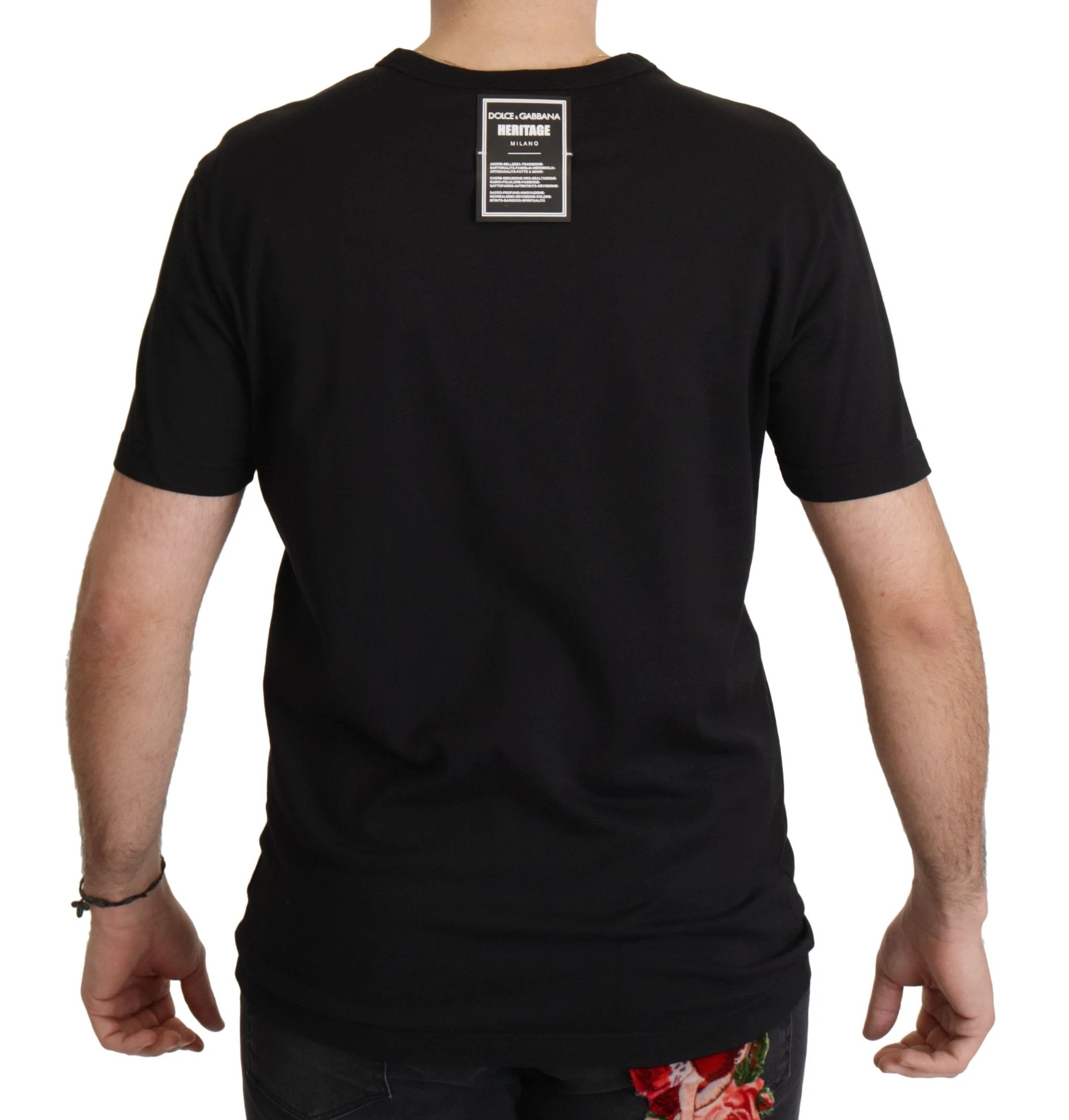 Dolce & Gabbana Black DG Baroque Cotton Crewneck T-shirt by Dolce & Gabbana