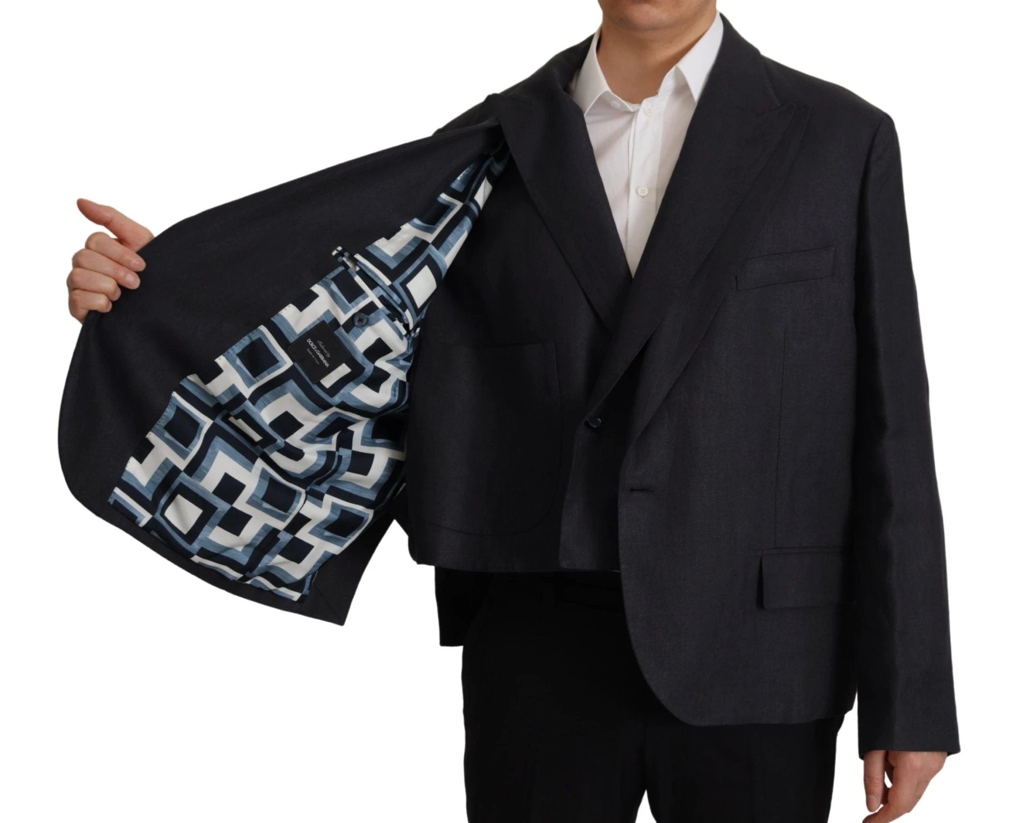 Dolce & Gabbana Blue Linen Formal Mens Blazer Jacket by Dolce & Gabbana