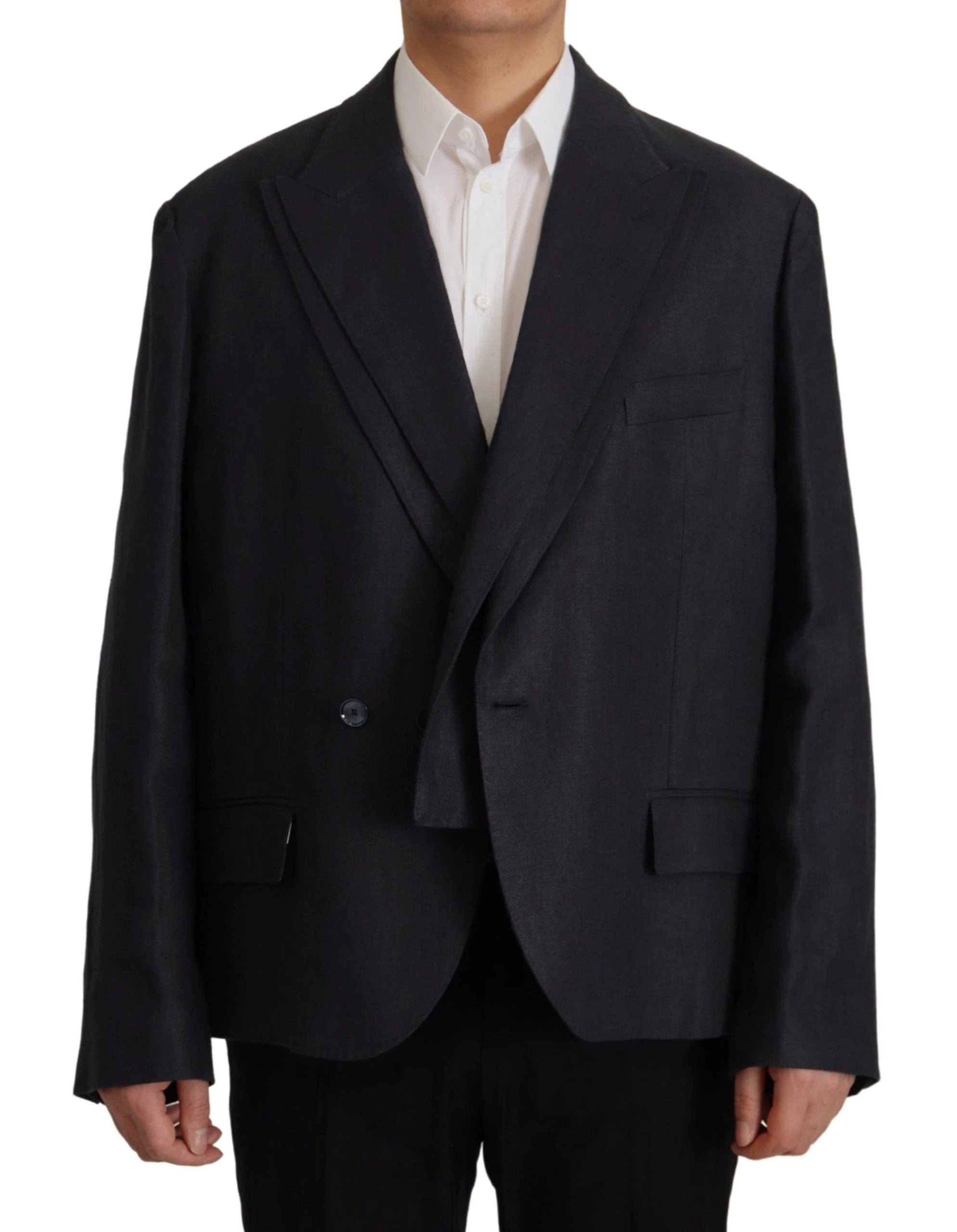 Dolce & Gabbana Blue Linen Formal Mens Blazer Jacket by Dolce & Gabbana