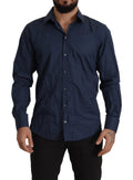Dolce & Gabbana Blue Cotton MARTINI Slim Fit Dress Shirt by Dolce & Gabbana
