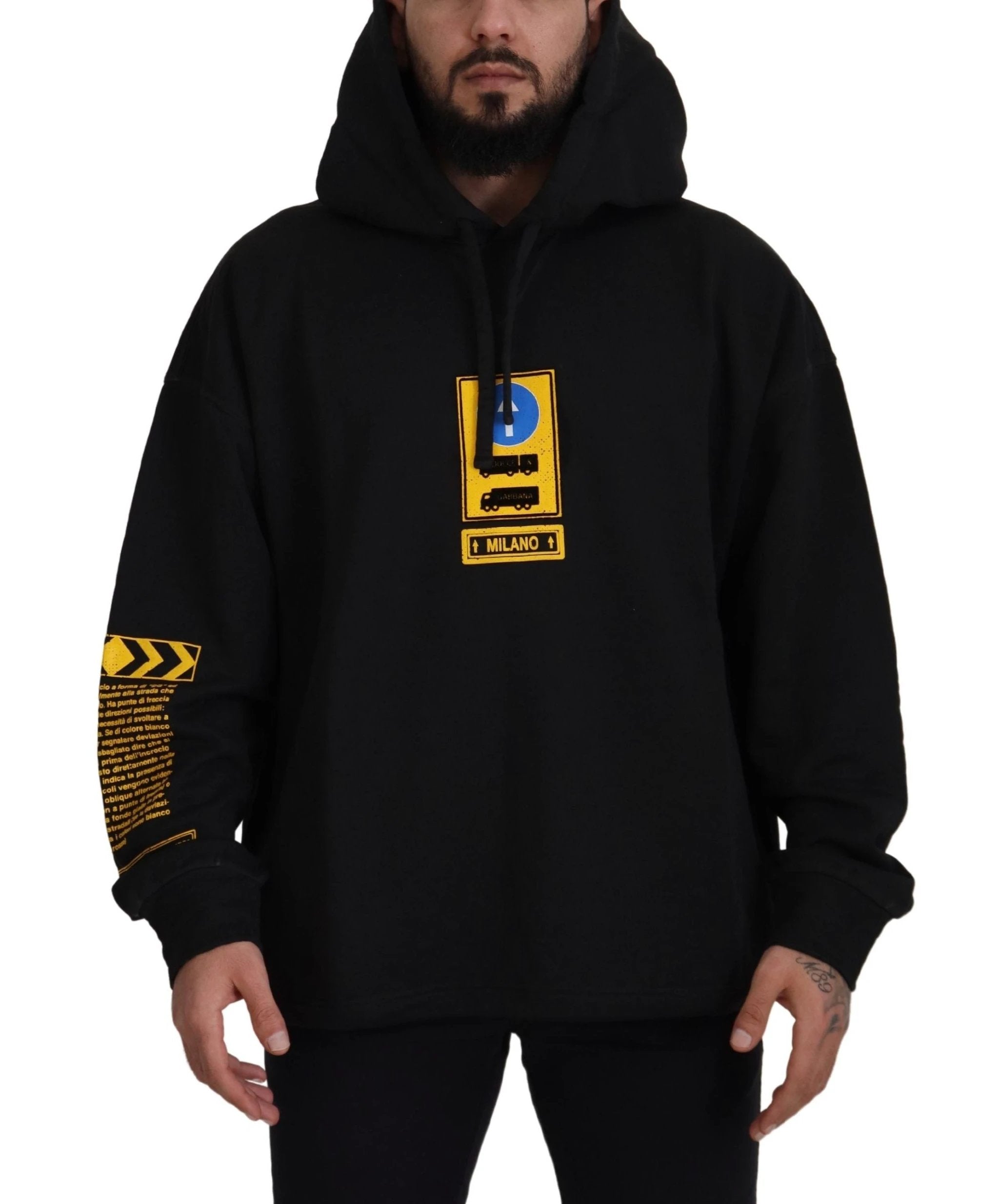Dolce & Gabbana Black Cotton Hooded DG Shield Pullover Sweater by Dolce & Gabbana