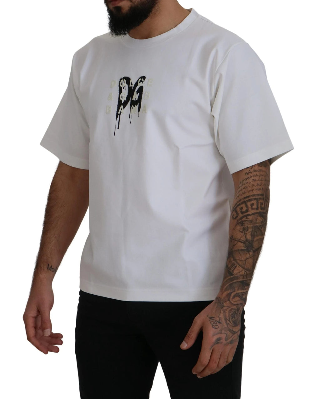 Dolce & Gabbana White Logo Print Cotton Crewneck T-shirt by Dolce & Gabbana