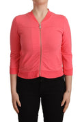 Blumarine Pink 3/4 Sleeve Zip Embellished Sweater by Blumarine