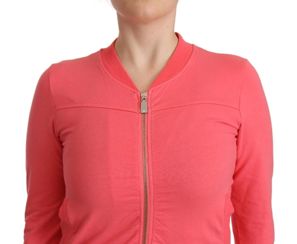 Blumarine Pink 3/4 Sleeve Zip Embellished Sweater by Blumarine