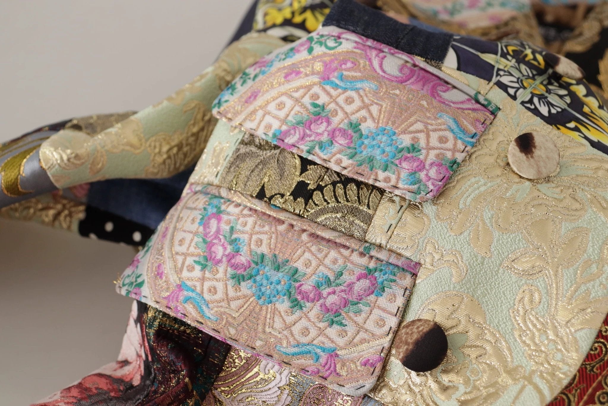 Dolce & Gabbana Multicolor Double-Breasted Patchwork Jacquard Blazer Jacket by Dolce & Gabbana
