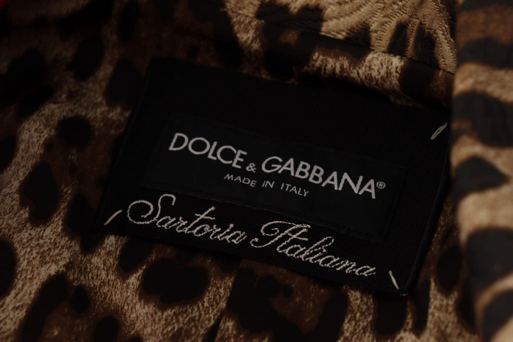 Dolce & Gabbana Red Leopard Wool Trenchcoat Jacket by Dolce & Gabbana