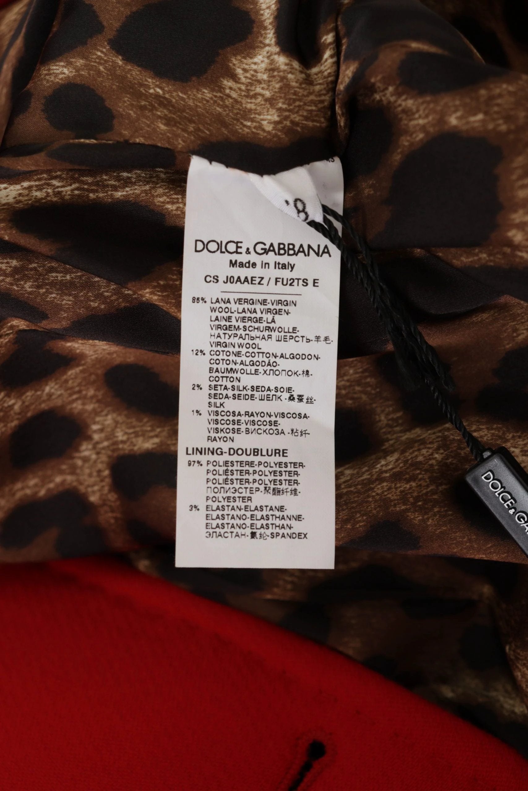 Dolce & Gabbana Red Leopard Wool Trenchcoat Jacket by Dolce & Gabbana